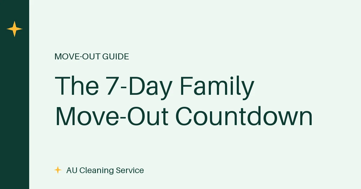 Family packing boxes in an empty lounge room while following a move out cleaning schedule the week before final inspection
